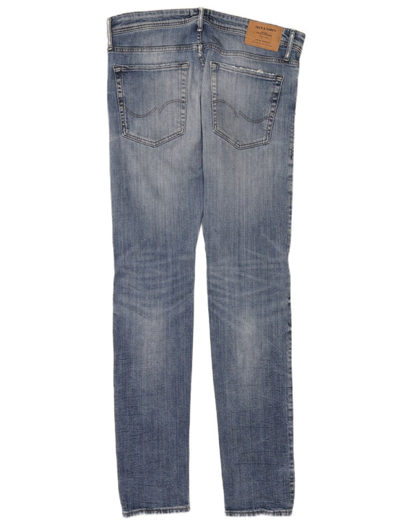 Jack & Jones Hombre GLENN Vaqueros ajustados desgastados W33 L34 Algodón azul