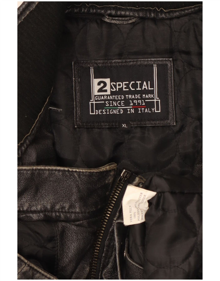 Vintage hombres biker chaqueta de cuero Reino Unido 42 XL cuero negro