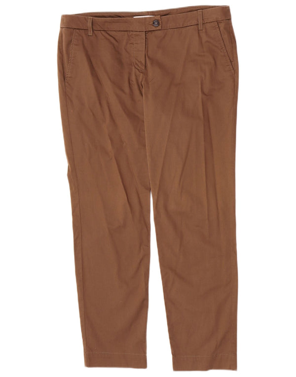 Marella Pantalones de traje rectos para mujer UK 40 Large W34 L28 Algodón marrón