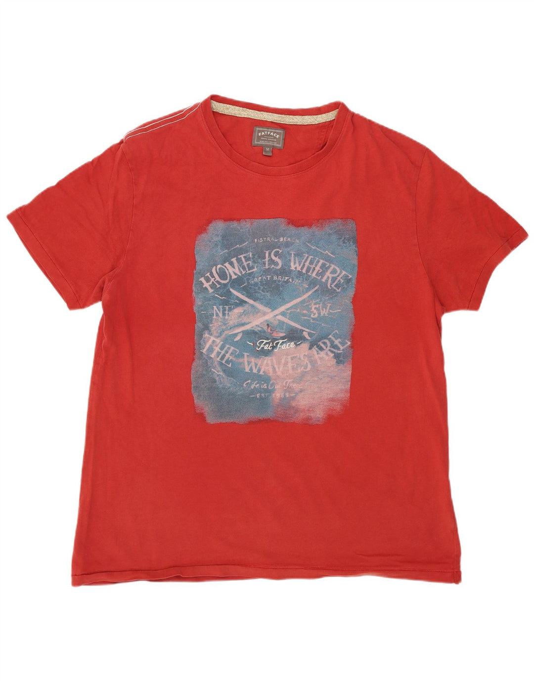 Camiseta gráfica para hombre Fat Face Top de algodón rojo mediano