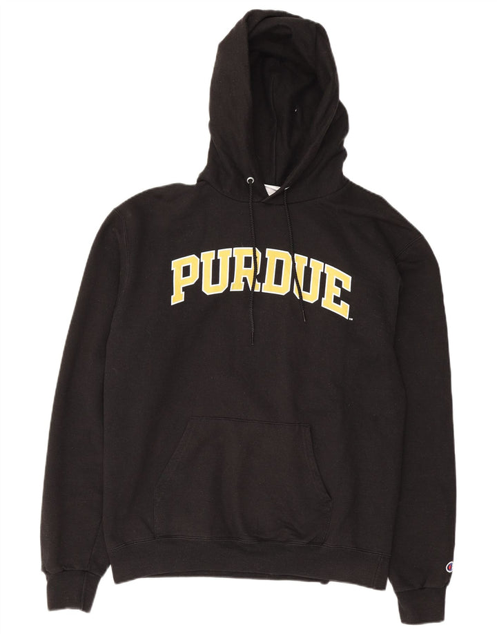 Champion Purdue Graphic Sudadera con capucha para hombre Jersey mediano de algodón negro