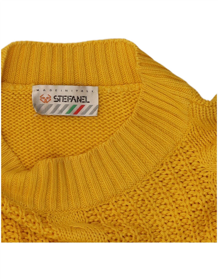 STEFANEL Suéter tipo jersey con cuello alto para mujer UK 40 Grande Amarillo