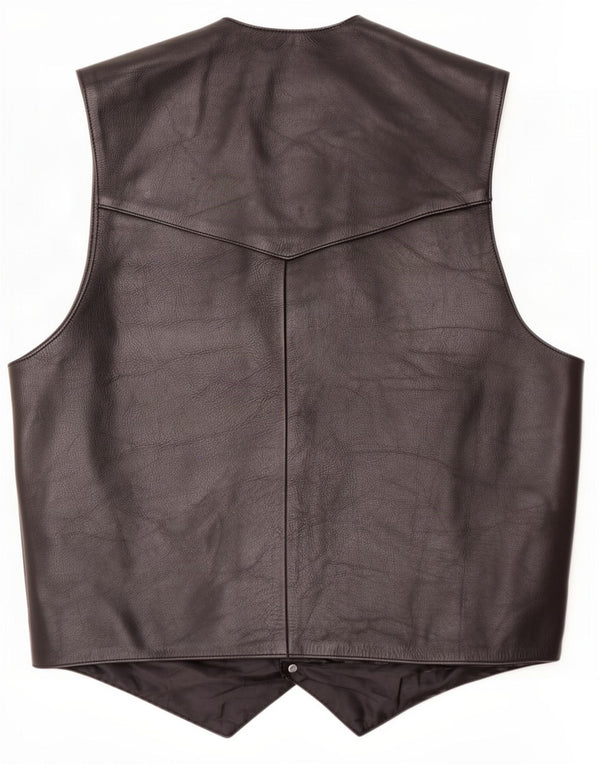 Chaleco de cuero vintage para hombre 2XL negro