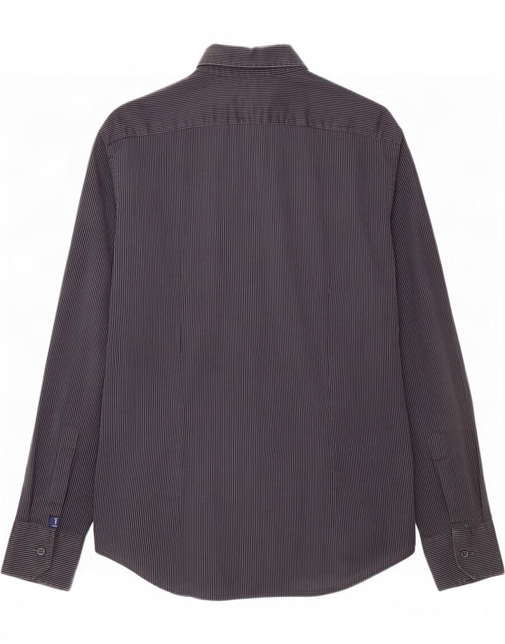 Camisa Hombre Trussardi Jeans Algodón Rayas Gris Medio