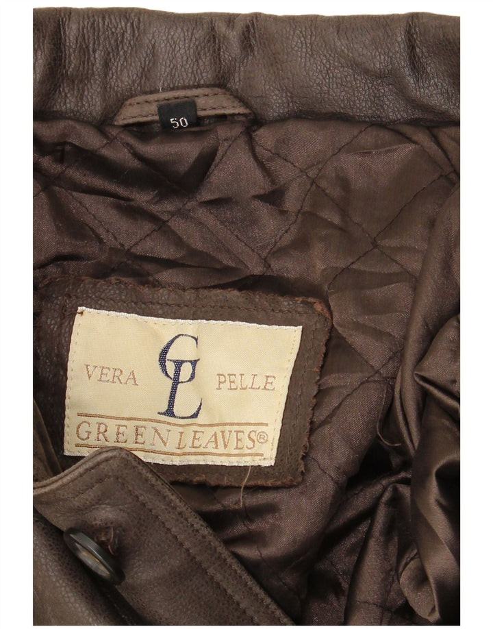 GREEN LEAVES Chaqueta de cuero para hombre IT 50 Cuero marrón grande