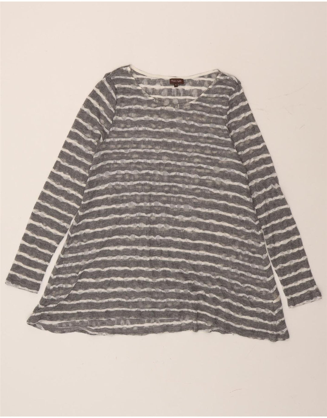 Phase Eight Top tipo túnica de manga larga para mujer UK 44 Gris medio a rayas