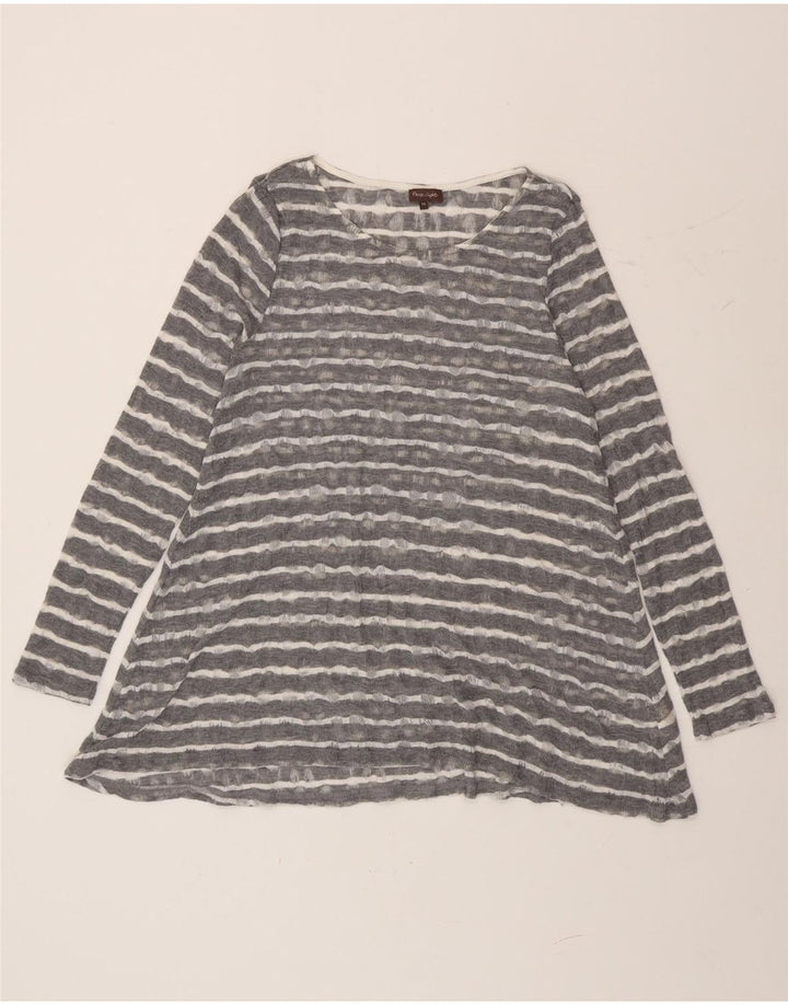 Phase Eight Top tipo túnica de manga larga para mujer UK 44 Gris medio a rayas