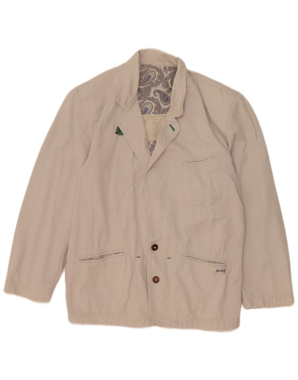 Vintage hombres 2 botones Blazer chaqueta Reino Unido 40 grande blanco