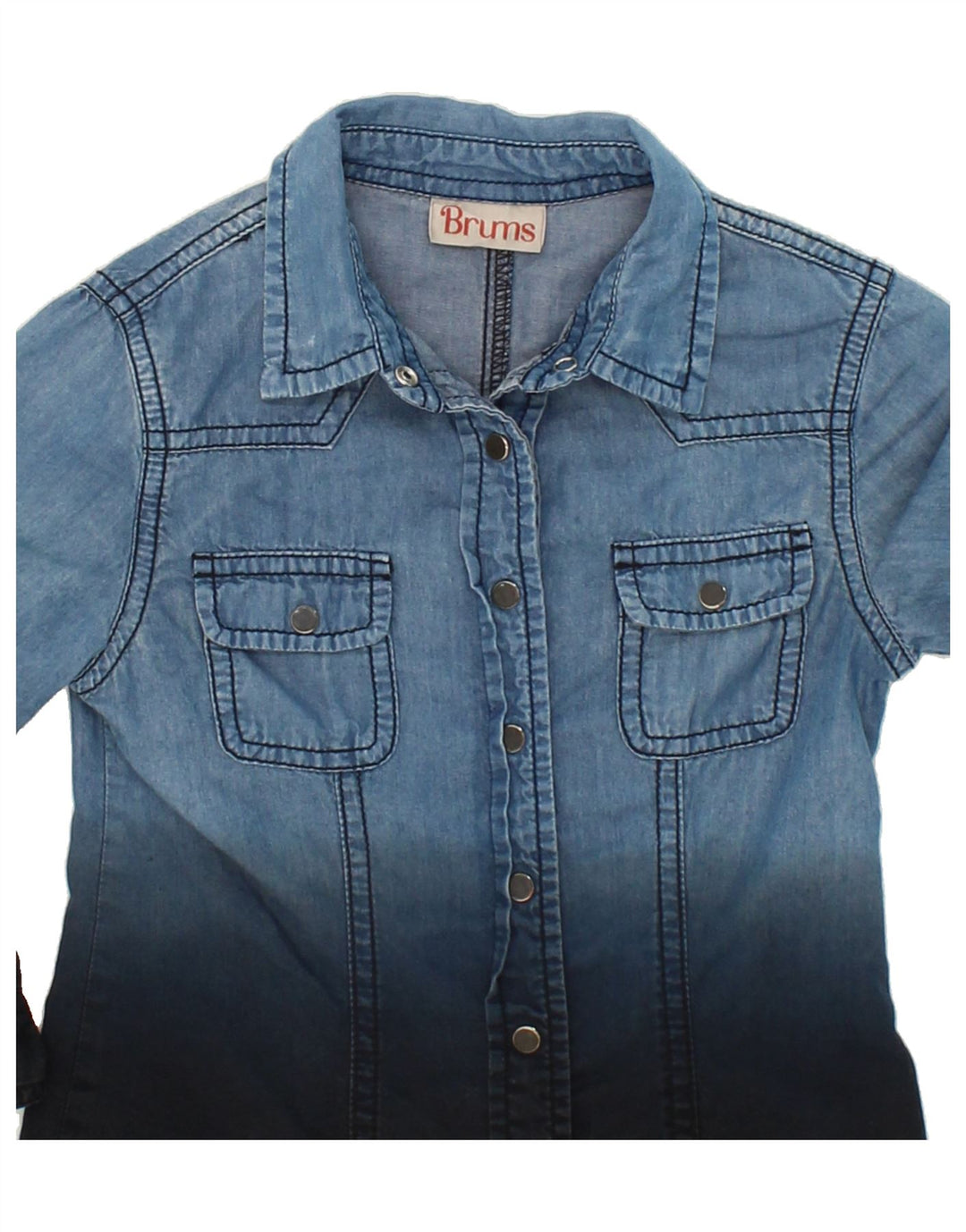 BRUMS Girls Denim Shirt 2-3 Years Blue Colourblock Vintage Brums and Second-Hand Brums from Messina Hembry 