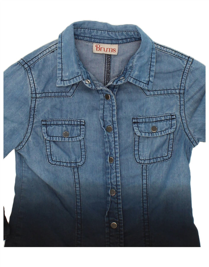 BRUMS Girls Denim Shirt 2-3 Years Blue Colourblock Vintage Brums and Second-Hand Brums from Messina Hembry 