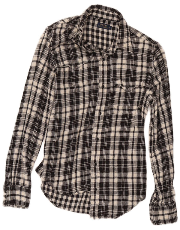 Polo Ralph Lauren Camisa para mujer US 8 Mediana Negro Cuadros Algodón
