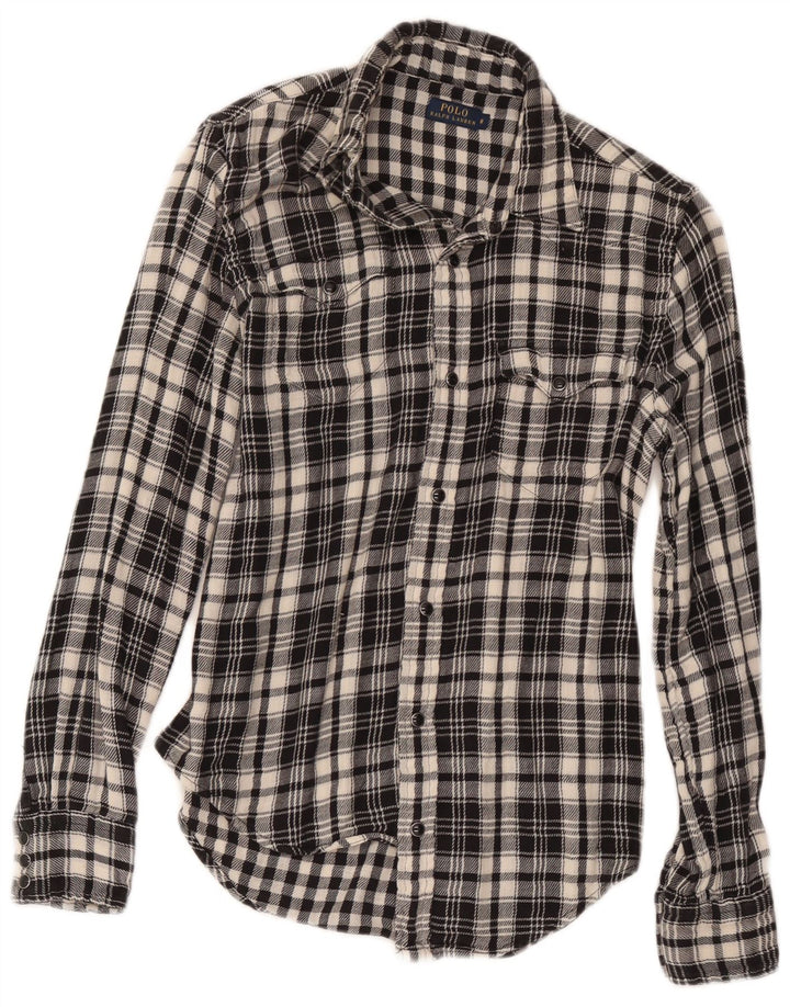 Polo Ralph Lauren Camisa para mujer US 8 Mediana Negro Cuadros Algodón