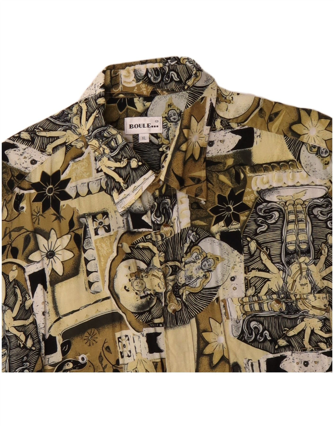 Boulee Hombre Camisa Manga Corta Estampado Abstracto XL Viscosa Verde