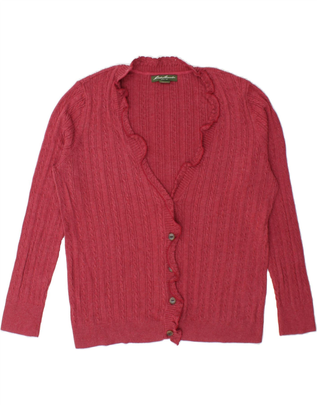 EDDIE BAUER Womens Cardigan Sweater UK 16 Large Red Cotton Vintage Eddie Bauer and Second-Hand Eddie Bauer from Messina Hembry 