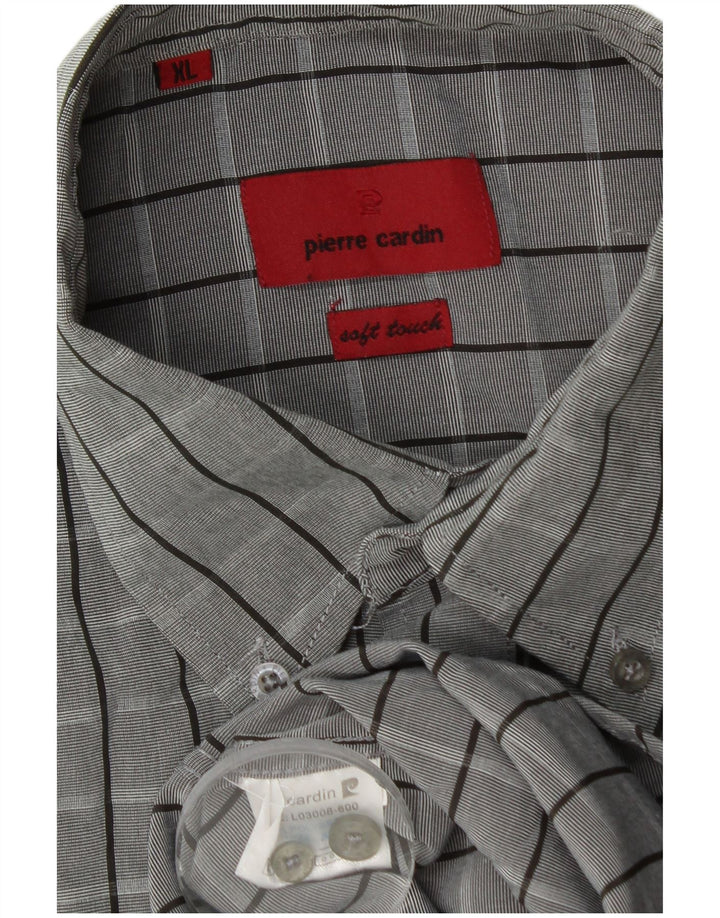 Pierre Cardin Camisa Manga Corta Hombre XL Gris Cuadros Poliéster