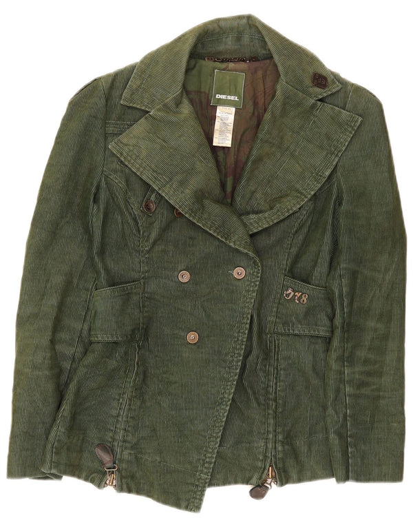 Diesel Chaqueta tipo blazer con doble botonadura para mujer UK 6 XS Poliéster verde