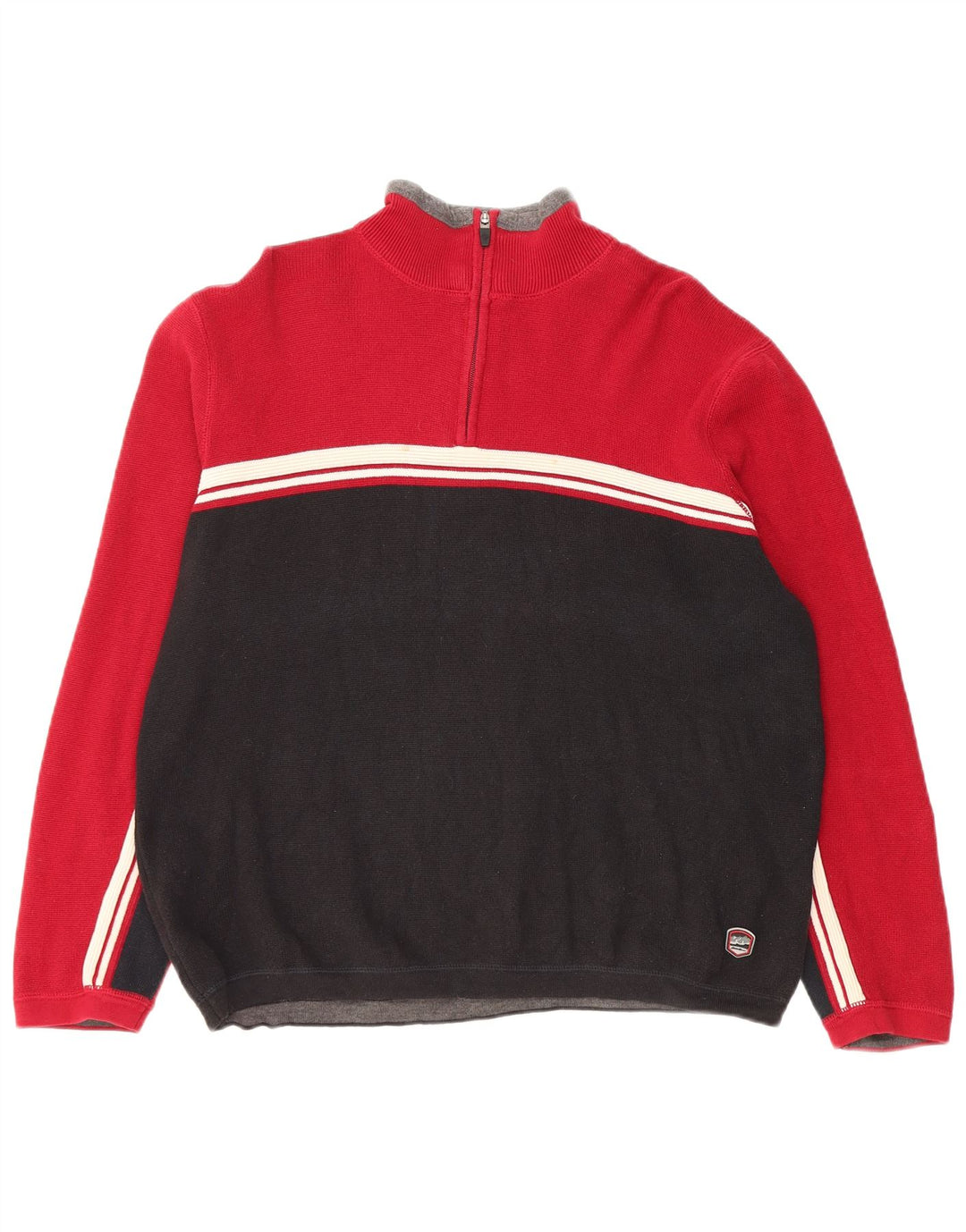 Eddie Bauer Jersey De Cuello Con Cremallera Para Hombre Pequeño Rojo Colorblock Algodón