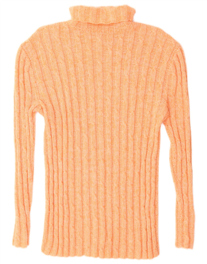 Vintage mujer rollo cuello jersey suéter Reino Unido 16 naranja grande
