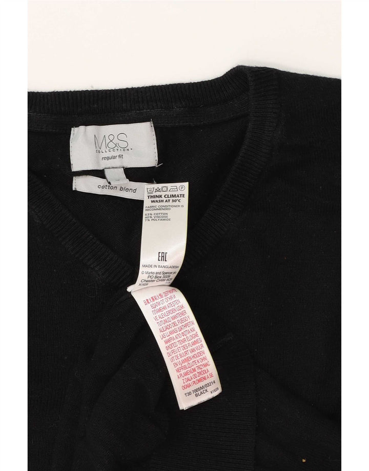 Marks & Spencer Jersey Regular Fit con Cuello en V para Hombre Grande Algodón Negro