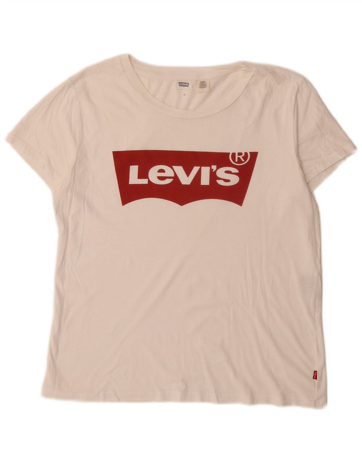 Levi's - Camiseta gráfica para mujer, talla 40, talla mediana, color blanco