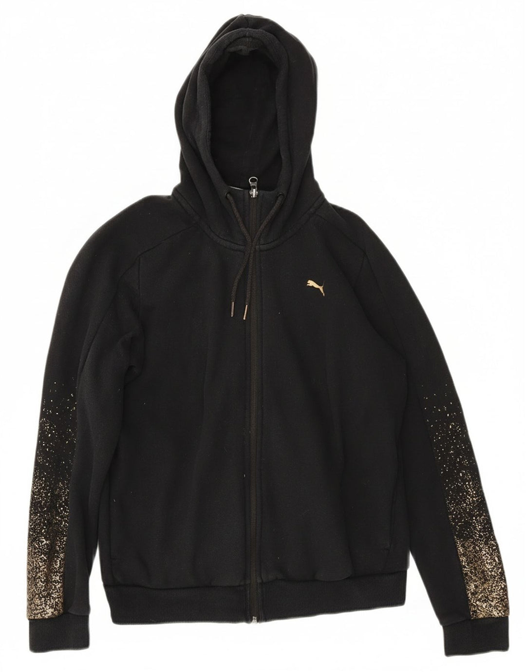Puma - Sudadera con capucha y cremallera para mujer, talla 40, tamaño mediano, color negro