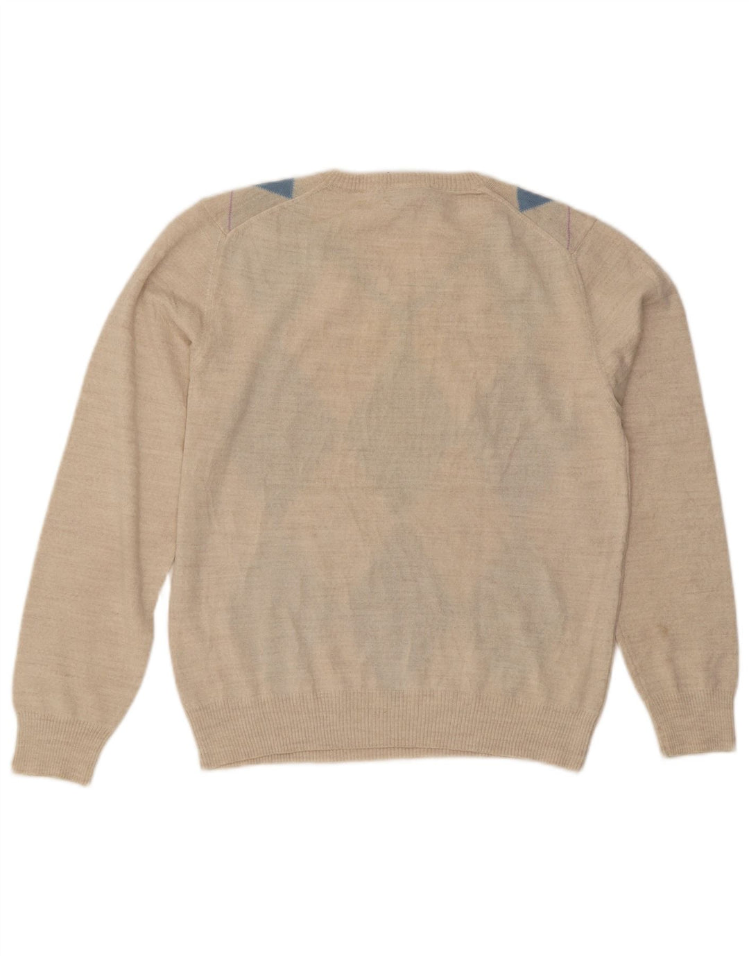 Bailo suéter con cuello en V para hombre, talla grande, beige, lana Argyle/Diamond