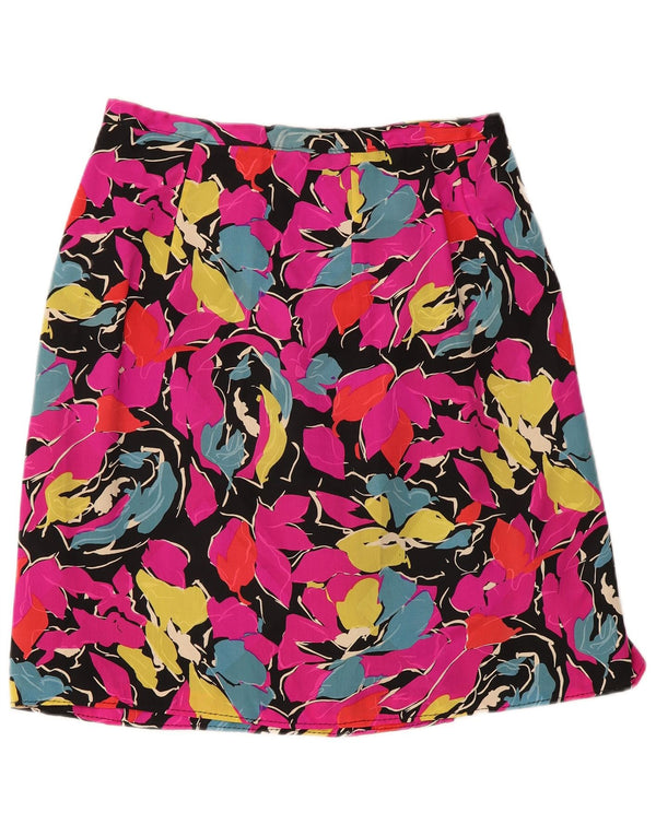Vintage mujer A-Line falda W30 medio rosa floral