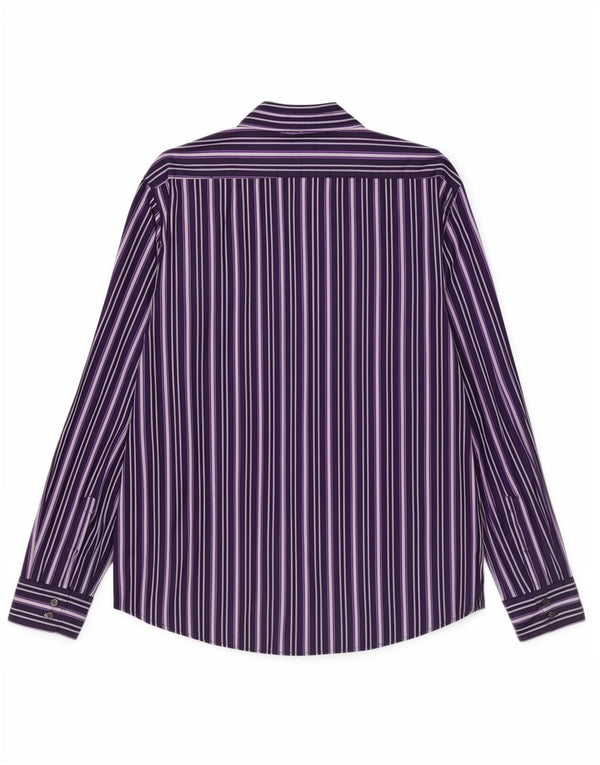 Camisa Hugo Boss Hombre Grande Algodón A Rayas Morado