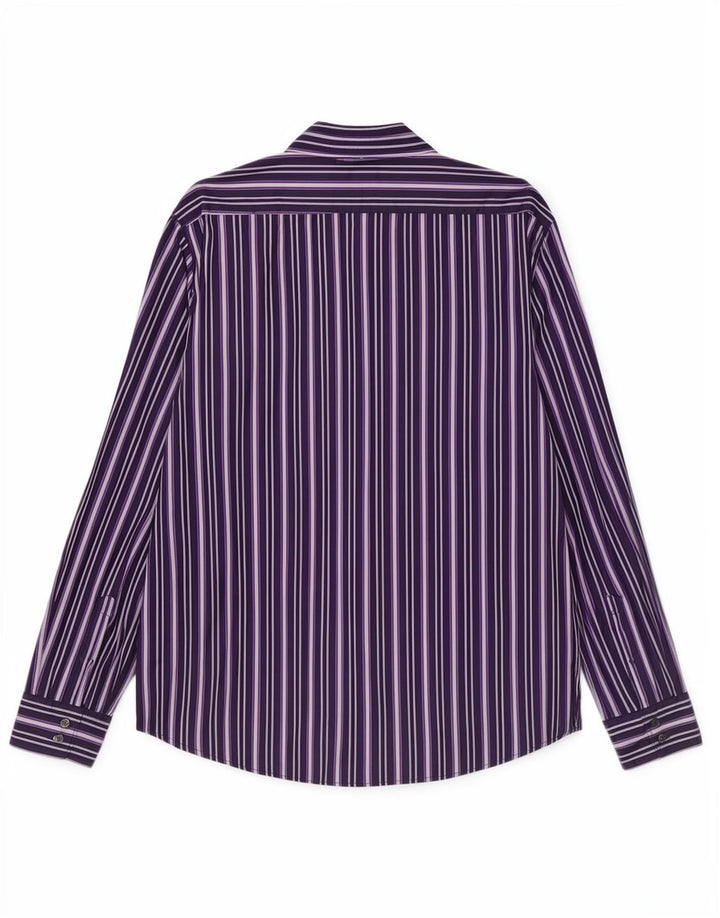 Camisa Hugo Boss Hombre Grande Algodón A Rayas Morado