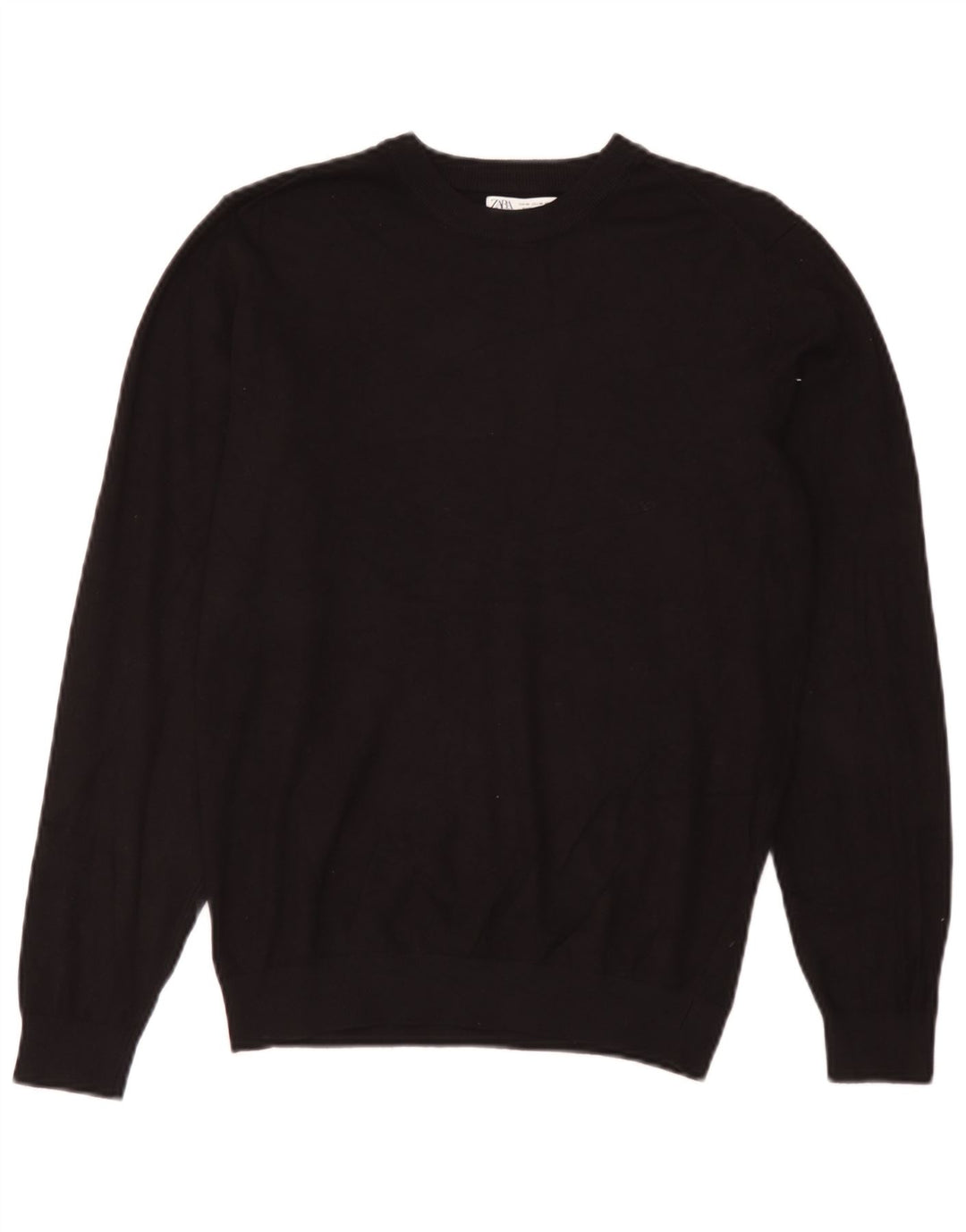 Zara - Jersey de cuello redondo para mujer, talla 40, talla mediana, viscosa negra
