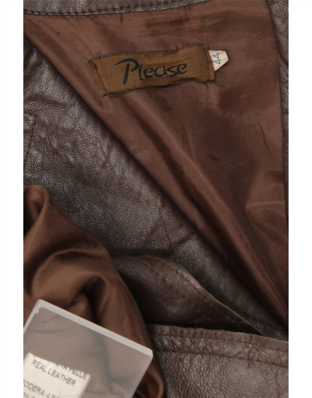 Chaqueta de cuero vintage para mujer IT 44 cuero marrón medio