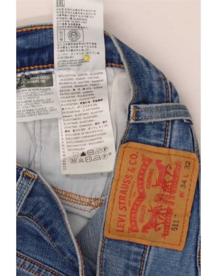 Levi's Hombre 511 Slim Jeans W34 L32 Algodón Azul