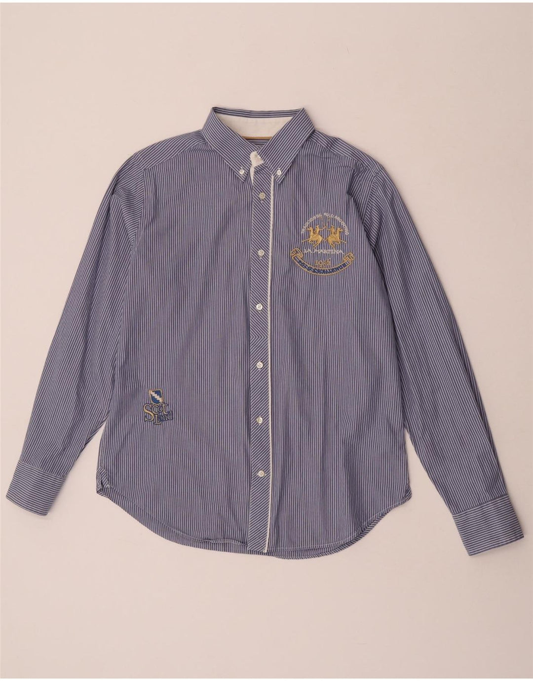Camisa Estampada La Martina Hombre Algodón Rayas Azul Medio