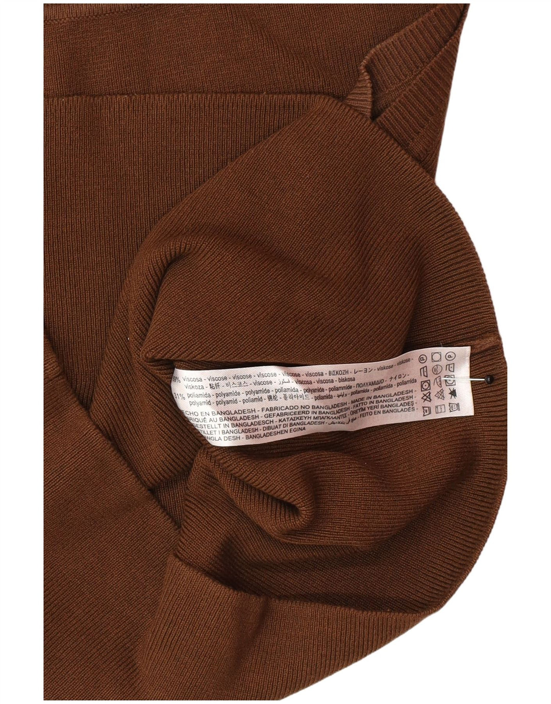 Zara Mujer Crop Top Sin Mangas UK 42 Viscosa Marrón Medio