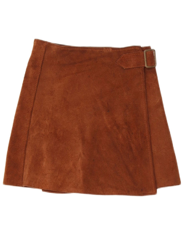 Falda envolvente de ante vintage para mujer W25 XS cuero marrón