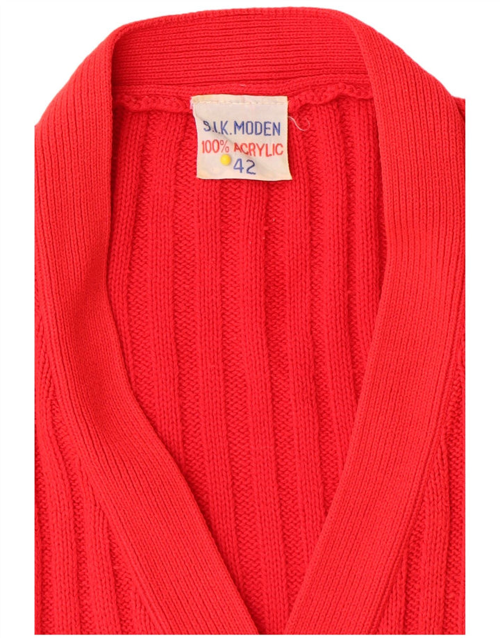 Vintage mujer Cardigan suéter IT 42 Acrílico rojo medio
