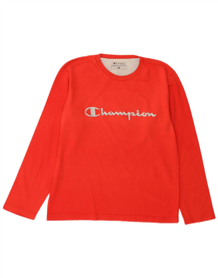 Champion Top gráfico para hombre de manga larga de algodón rojo pequeño