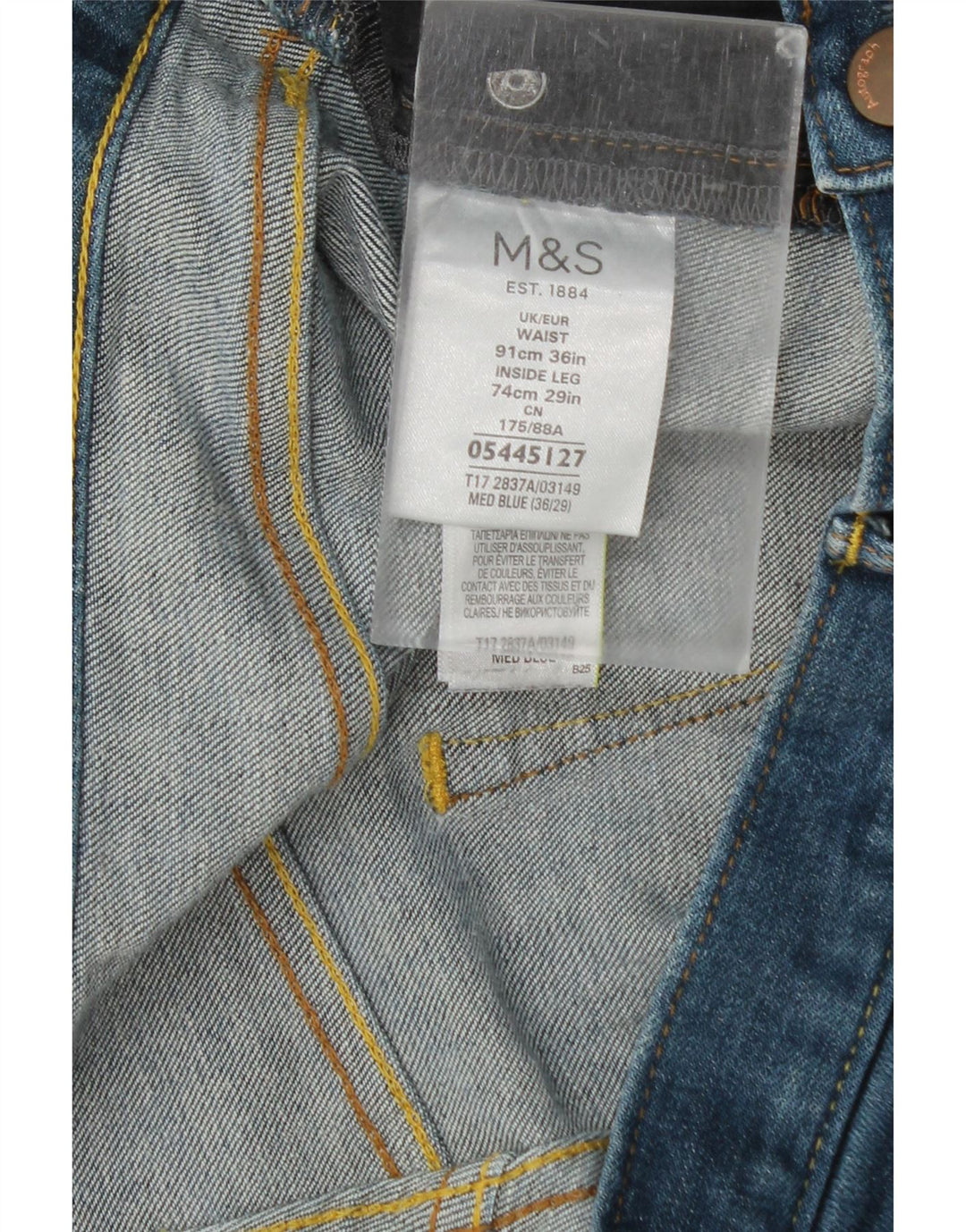 Marks & Spencer Jeans rectos autógrafos para hombre W36 L27 Algodón azul