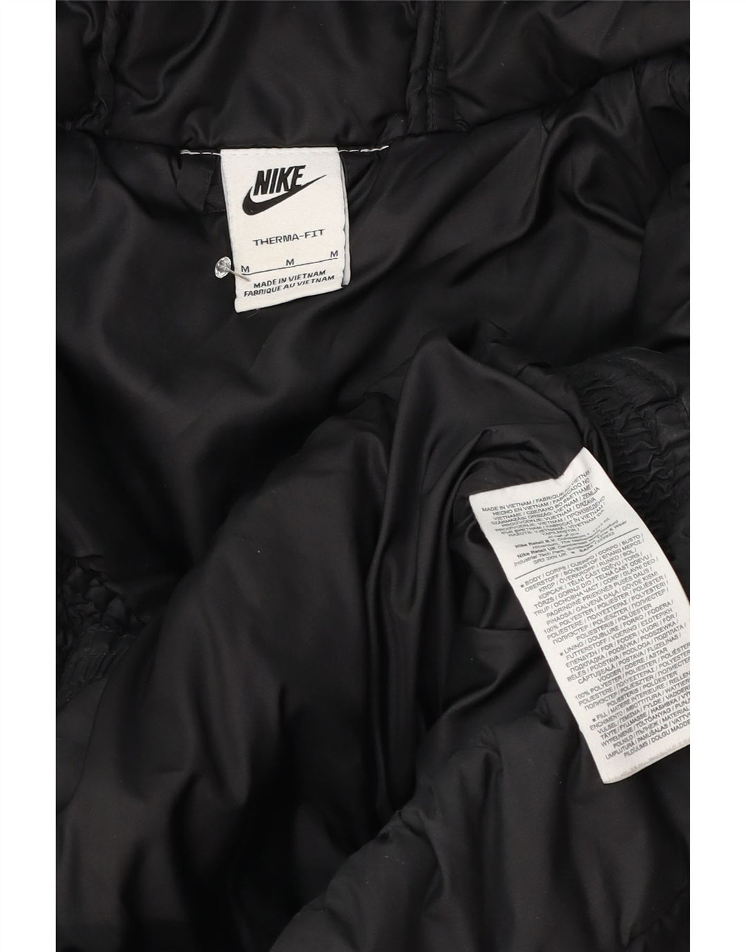 Nike Chaqueta acolchada con capucha Therma-Fit para hombre UK 38 Mediana Negro Poliéster