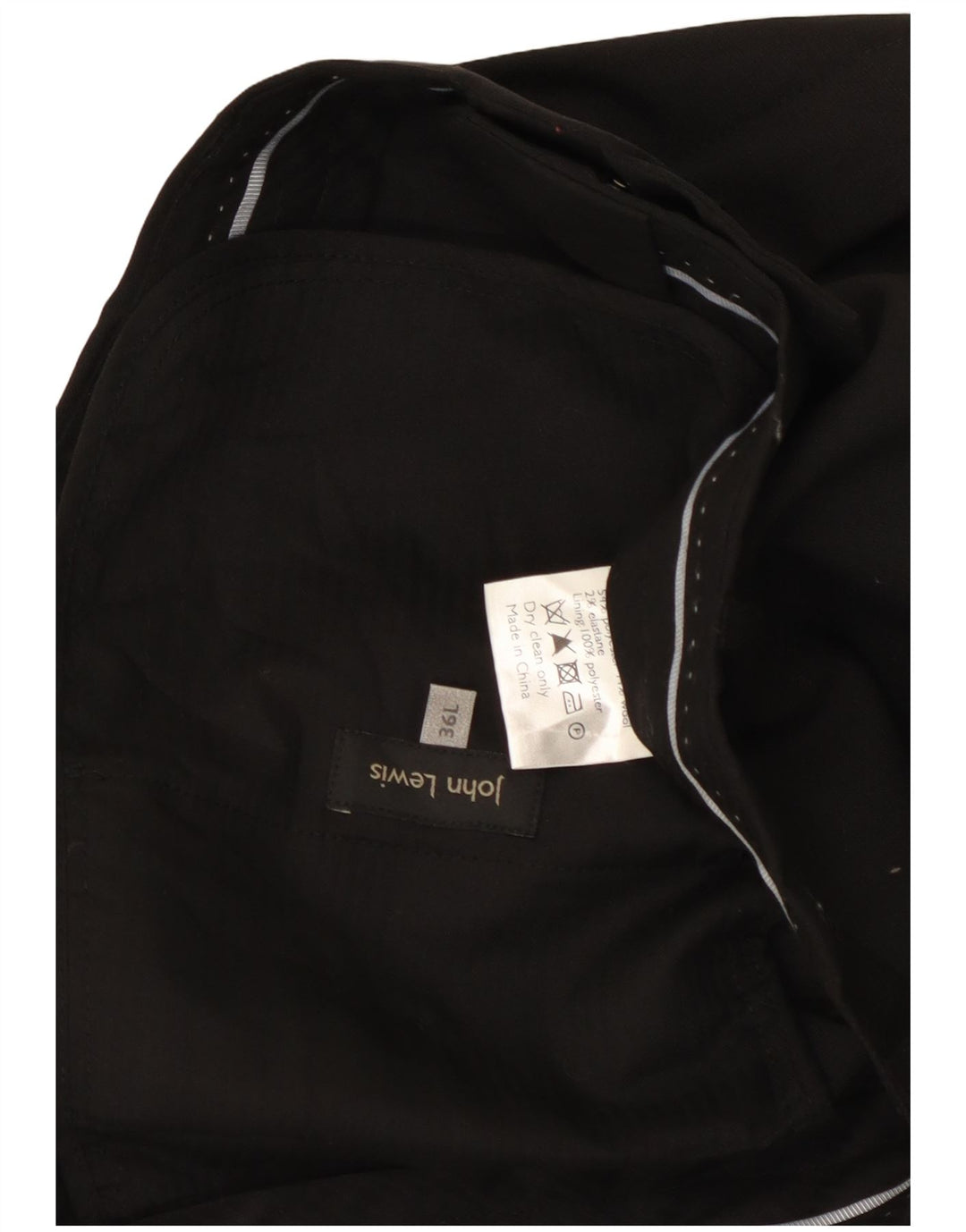 JOHN LEWIS Pantalón de traje recto para hombre W36 L33 Poliéster negro