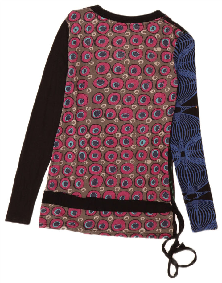 Desigual Mujer Gráfico Top Manga Larga UK 10 Small Viscosa Multicolor