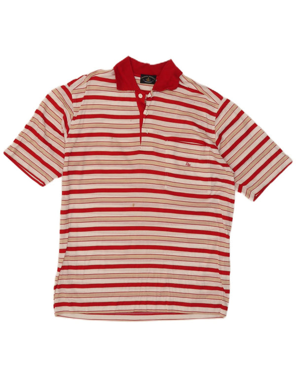 Amerigo Vespucci Polo para hombre de algodón a rayas rojo medio