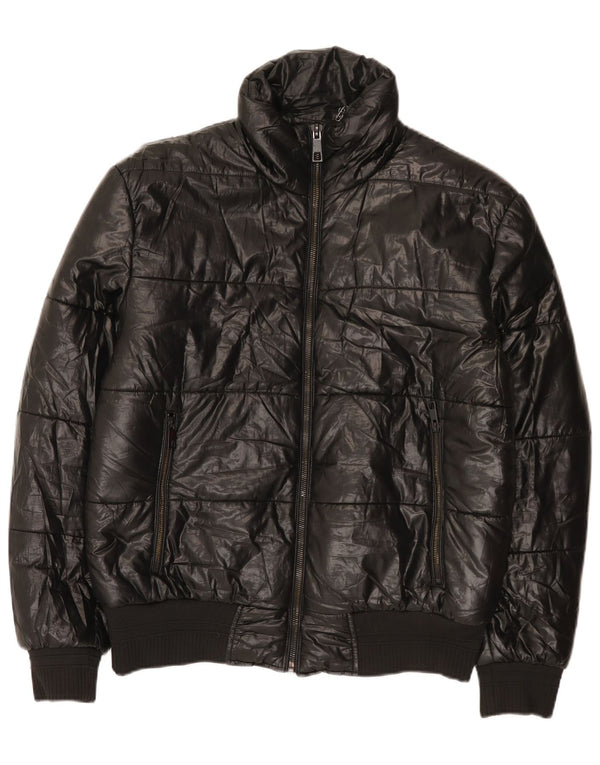 Zara Hombre Chaqueta Acolchada UK 40 Grande Poliéster Negro