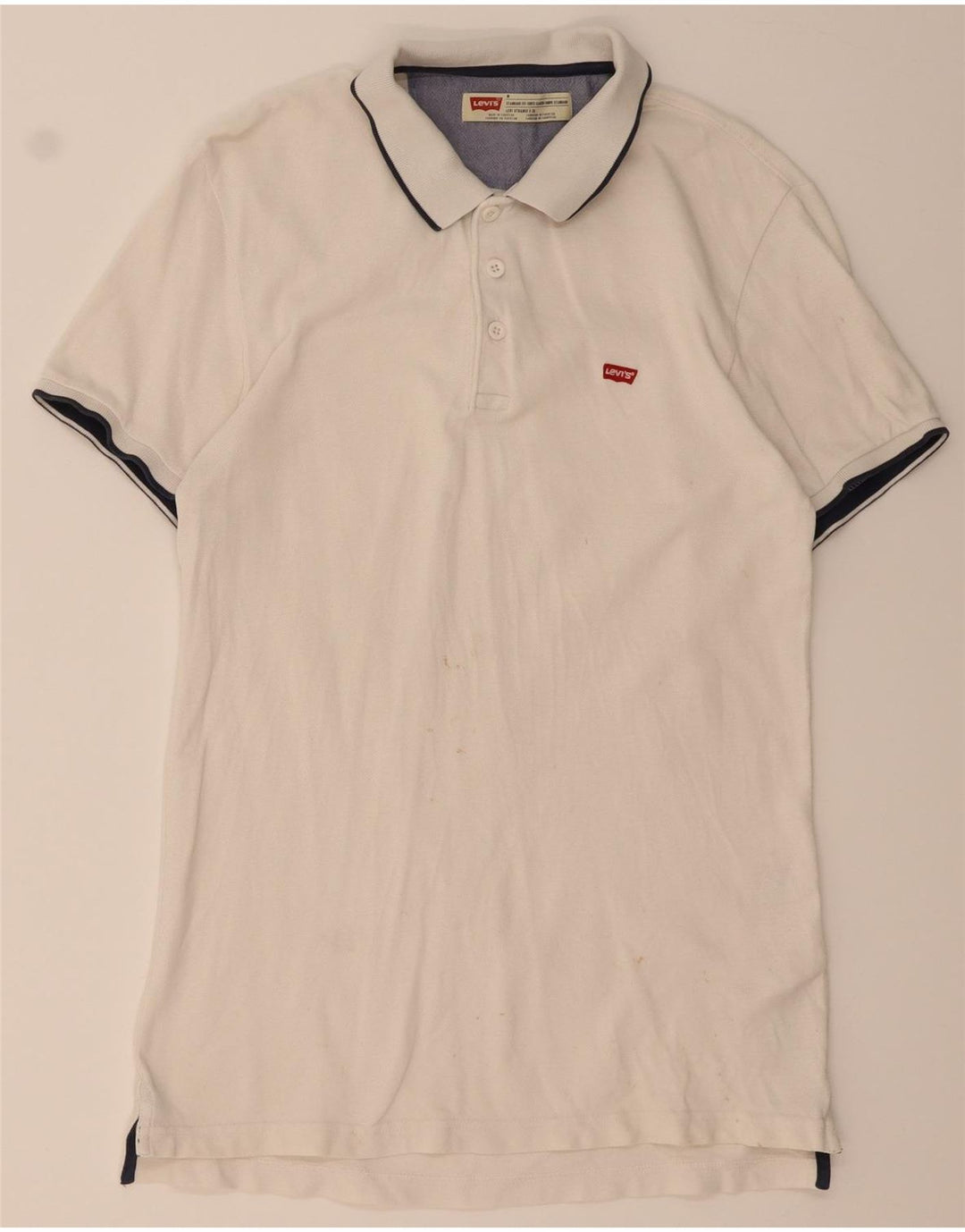 LEVI'S Mens Standard Fit Polo Shirt Medium White Cotton Vintage Levi's and Second-Hand Levi's from Messina Hembry 