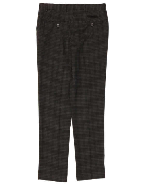 Pantalón de traje ajustado Penguin para hombre W30 L32 Poliéster a cuadros gris
