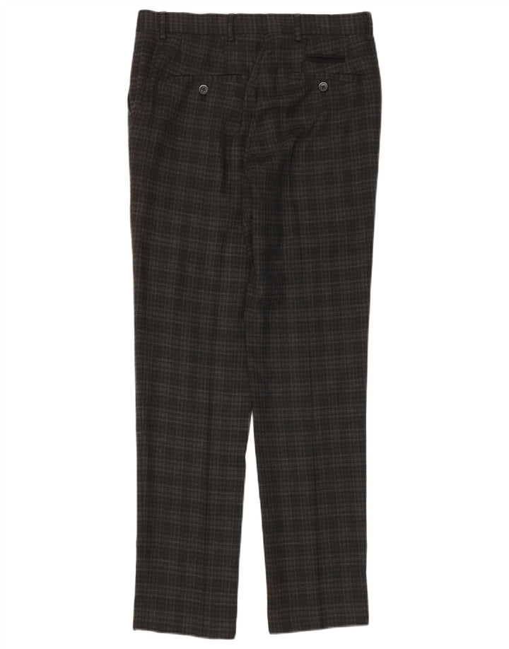 Pantalón de traje ajustado Penguin para hombre W30 L32 Poliéster a cuadros gris