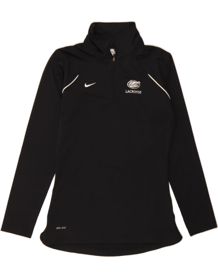 NIKE Womens Dri Fit Zip Neck Pullover Tracksuit Top UK 10 Small Black Vintage Nike and Second-Hand Nike from Messina Hembry 