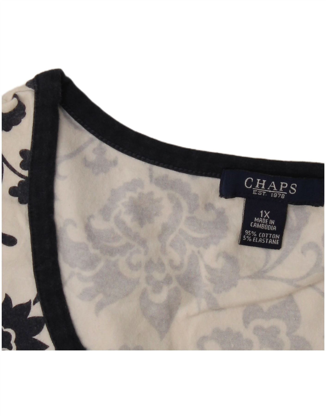 CHAPS Camiseta para Mujer Top UK 40 XL Algodón Floral Blanco