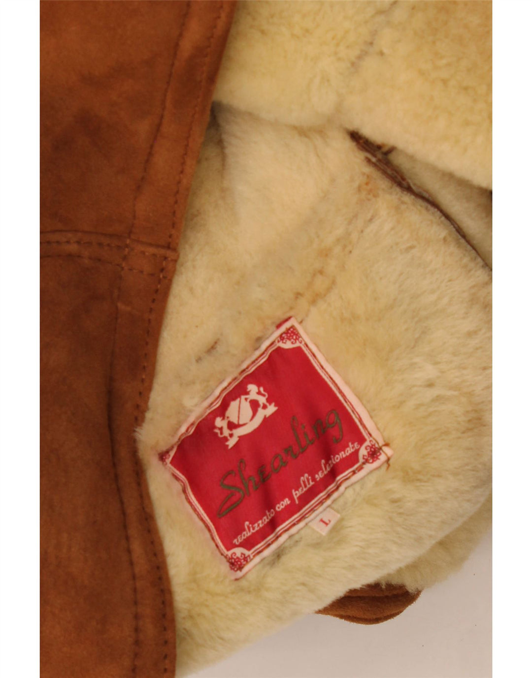 Vintage hombres shearling chaqueta Reino Unido 40 gran marrón shearling