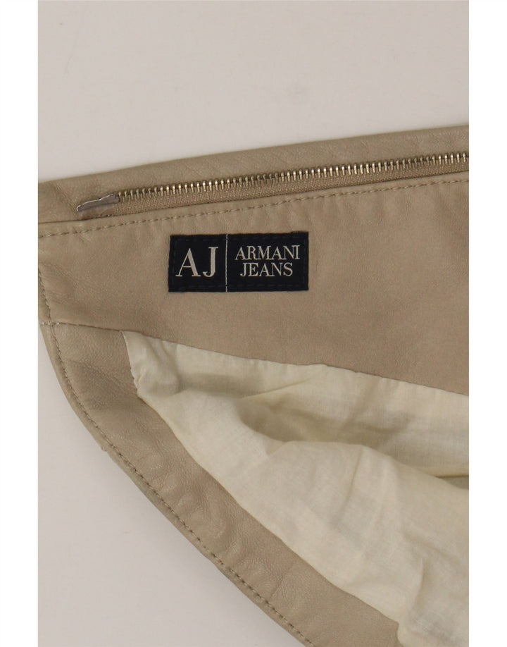 ARMANI JEANS Chaqueta corta de cuero para mujer Reino Unido 12 Cuero beige medio